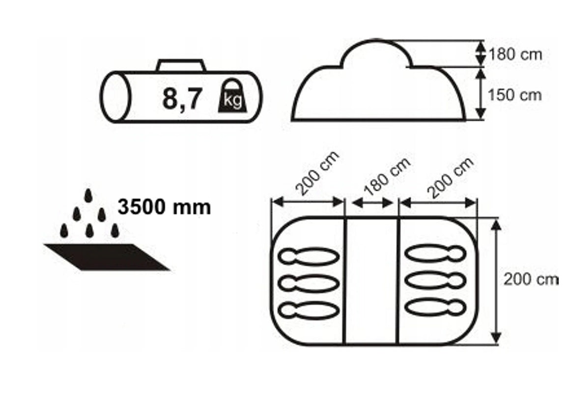 NAMIOT ACAMPER NADIR PRO 6 OSOBOWY 580x200cm