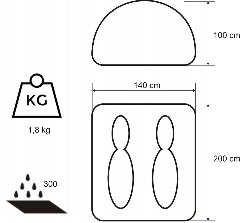 TOURIST TENT DOMEPACK 2-person Acamper 200x140cm