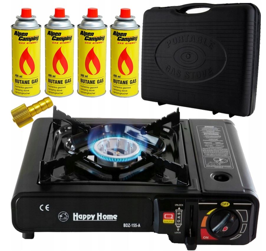 TOURIST GAS stove, half, 4x GAS CARTRIDGES