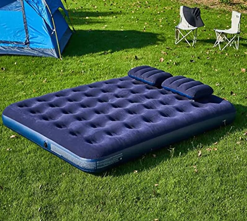 LARGE AIR MATTRESS 203x152cm PUMP 2x PILLOWS