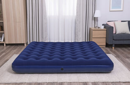 Double inflatable mattress 203 x 183 x 22 cm, shades of blue