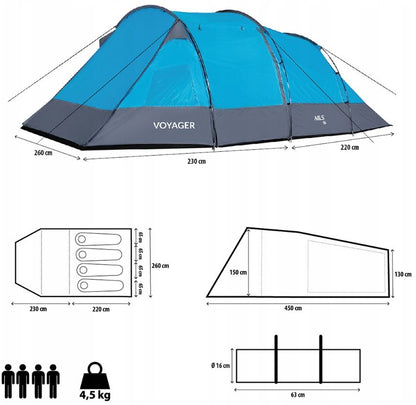 Turistický stan pro 4 osoby 450x260cm