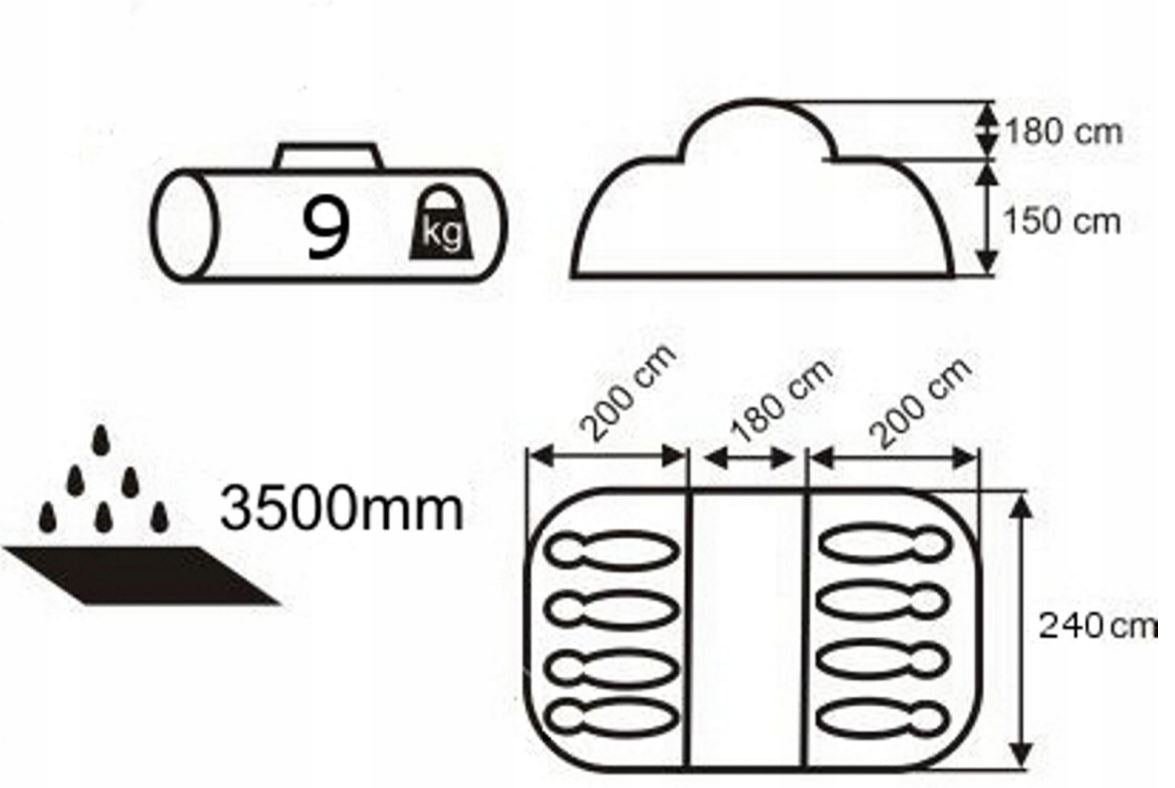 NAMIOT CAMPER NDR PRO 8 OSOBOWY 580x240cm