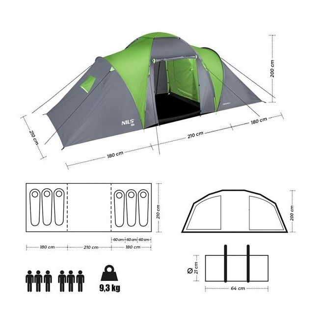 6 Person Waterproof Camping Tent 570x210cm