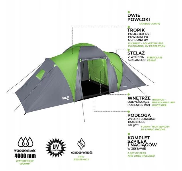 6 Person Waterproof Camping Tent 570x210cm