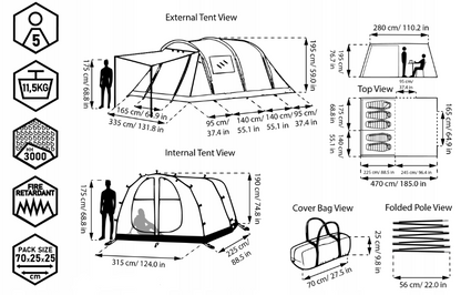 AT Tour 5 XXL 5-person tent Large 16m2 5000mm