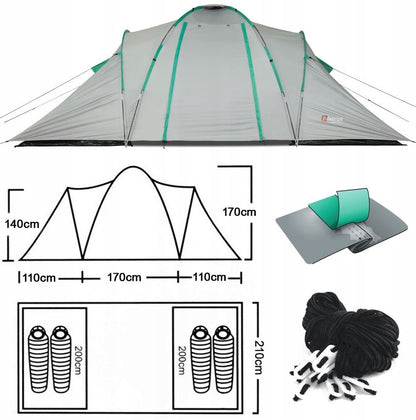 Namiot turystyczny Marakesz 4 osobowy 2 sypialnie 390x210cm