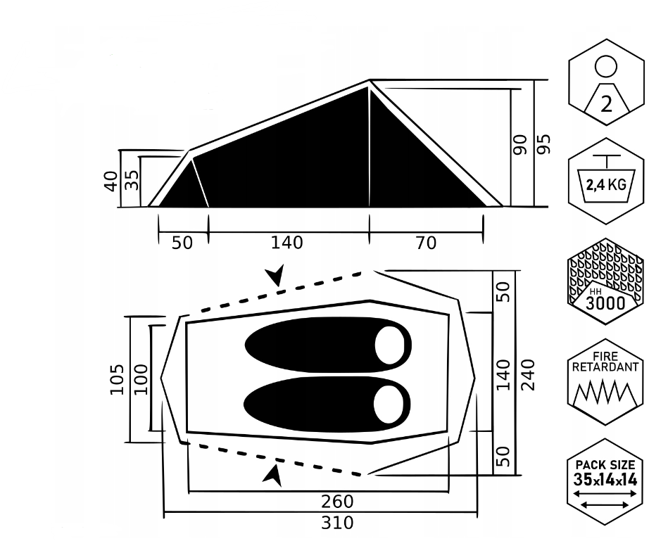 Namiot AT MONT2 Ultralight 2 osobowy 2.2kg