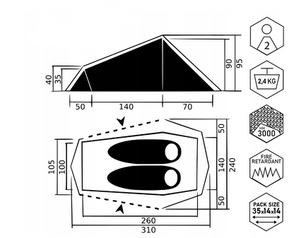 Namiot AT MONT2 Ultralight 2 osobowy 2.2kg