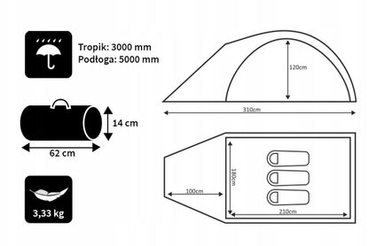 Peme 3-person camping tourist tent