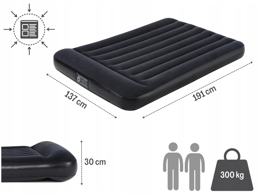 Double mattress 191 x 137 x 30 cm + electric pump 220-240V