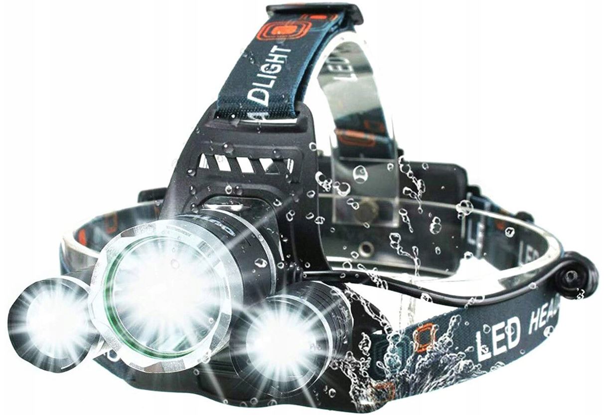 Powerful headlamp, rechargeable battery (13600 mAh)