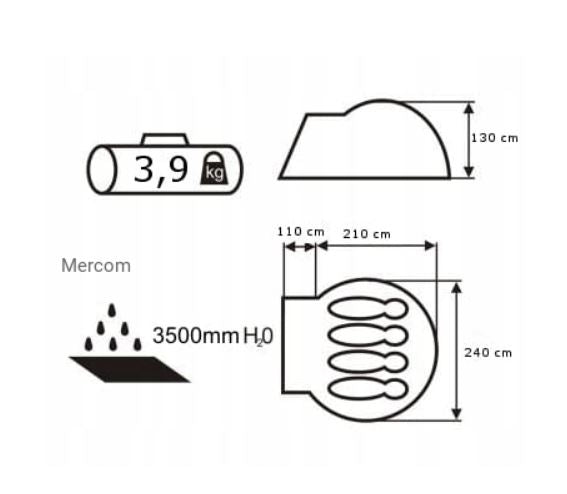 Acamper ACCO 4místný stan 240x210+110cm