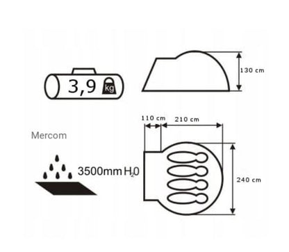 Acamper ACCO tent for 4 people, 240x210+110cm