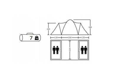 Acamper LOFOT tent for 4 people, two bedrooms