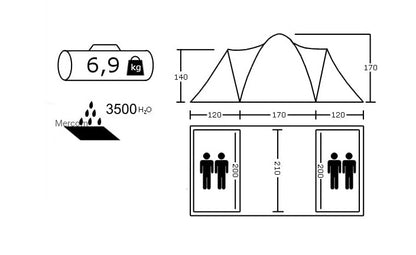 Acamper SONATA tent for 4 people, 410x210cm